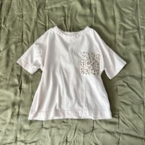 Zara Oversized Tee with Floral Pocket / Size 18-24 Months